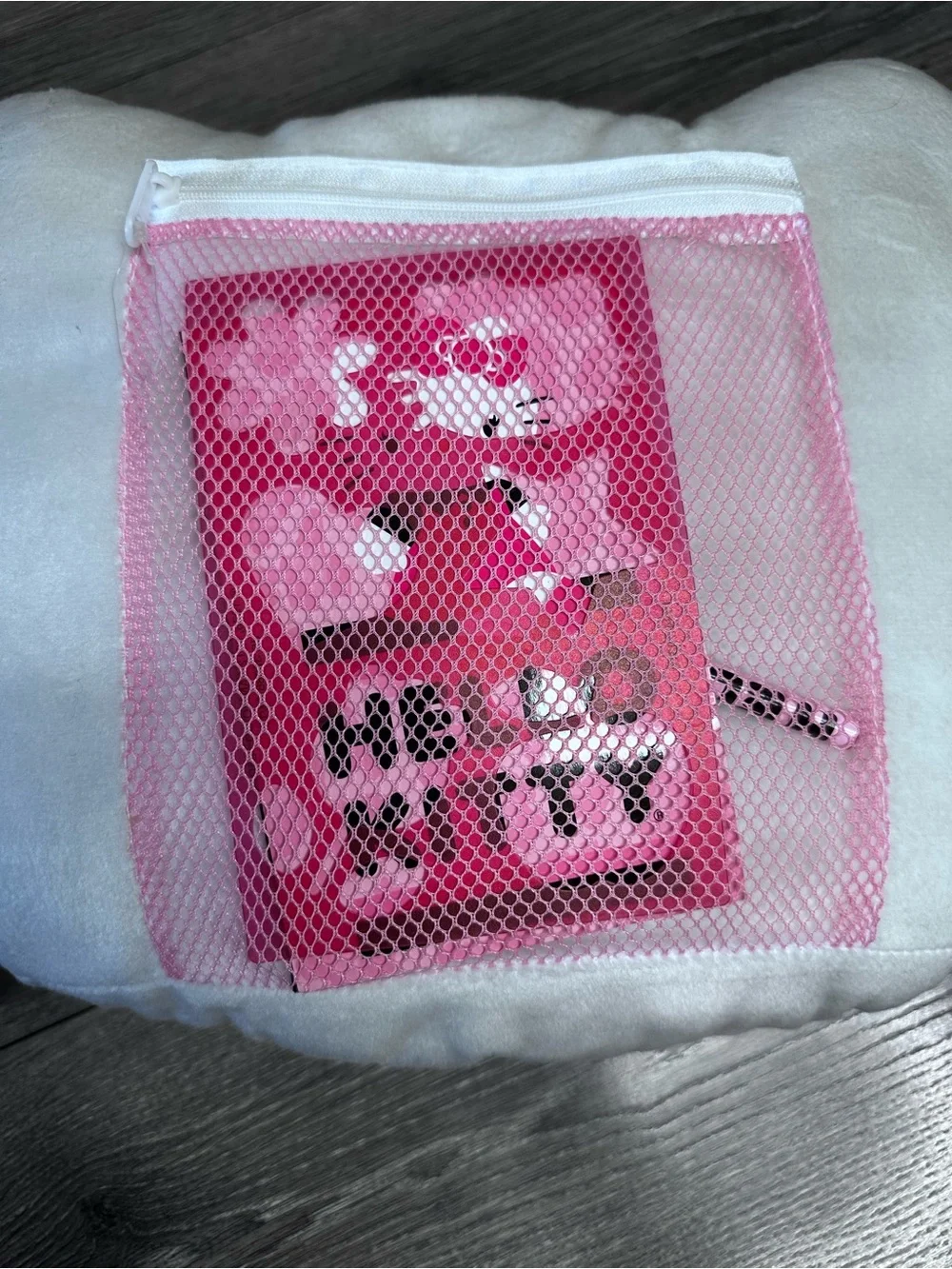 Sanrio Hello Kitty White Plush Pillow with Shimmery Gray Bow